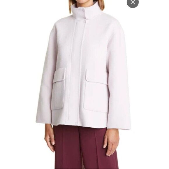 Theory Wool Cashmere Utility Coat Jacket Rosewood Pink Size L - Picture 2 of 16